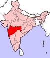 Map showing Maharashtra (purple) in India.