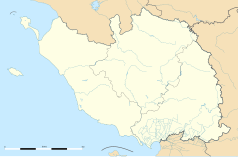 Mapa konturowa Wandei, na dole znajduje się punkt z opisem „Saint-Vincent-sur-Jard”