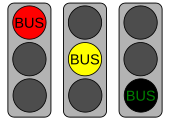 Semáforo usado para autobuses en Francia.