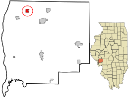 Location in Greene County and the state of Illinois.