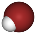 Molekula bromovodíku v kuličkovém modelu