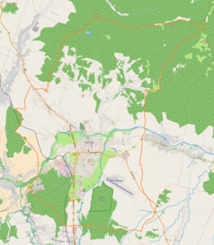 Mapa konturowa Nowego Targu, na dole po lewej znajduje się punkt z opisem „Wojas”