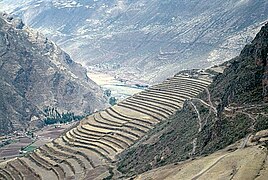 Cusco yakınlarındaki Pisac'da bulunan İnka terasları