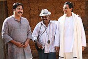 Ramachandra Babu with Mammootty and Saiju Kurup who did their debut films with him.