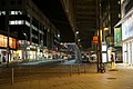 Tram stop at the main tram and bus station at night