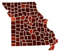 Image 44Map of counties in Missouri by racial plurality, per the 2020 U.S. census Legend Non-Hispanic White   50–60%   60–70%   70–80%   80–90%   90%+ Black or African American   40–50% (from Missouri)