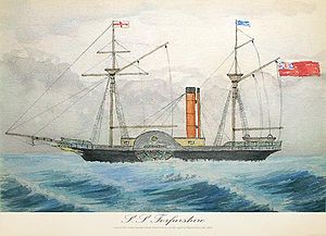 Contemporary watercolour of SS Forfarshire, circa 1835