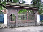 A Székely gate in front of the Székely National Museum, in Sfântu Gheorghe, Romania