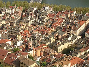 Vue sur une partie du quartier médiéval et Renaissance du Vieux Lyon.