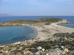 Tombolo du cap Paximadhi, Sud d'Eubée, Grèce