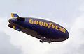 Signage on Goodyear blimp