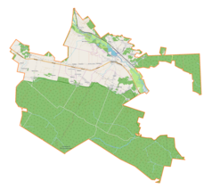 Mapa konturowa gminy Wąchock, po lewej nieco u góry znajduje się punkt z opisem „Parszów”