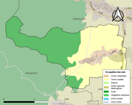 Carte en couleurs présentant l'occupation des sols.