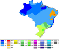 แผนที่แสดงการแบ่งเขตภูมิอากาศแบบเคิพเพินในประเทศบราซิล