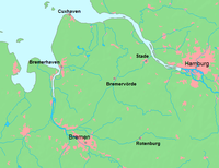 Location of the Elbe–Weser triangle within Germany