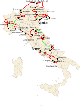 Routekaart van de Ronde van Italië 2009