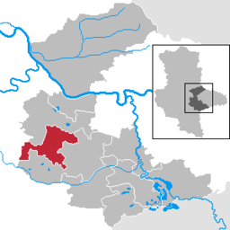 Läget för kommunen Köthen (Anhalt) i Landkreis Anhalt-Bitterfeld