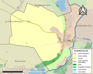 Carte en couleurs présentant l'occupation des sols.