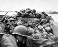 USA's Army 89th Infantry Division cross the Rhine River in assault boats, 1945