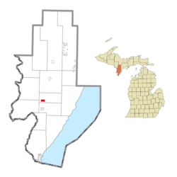 Location within Menominee County and the state of Michigan