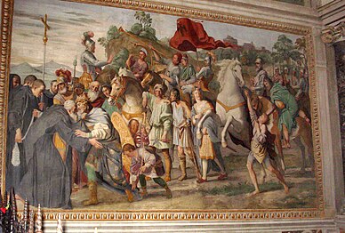 Incontro tra san Nilo e Otto III, (1608-1610), ciclo delle Storie del santo nell'Abbazia di San Nilo, Grottaferrata