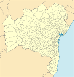 Mapa konturowa Bahia, w centrum znajduje się punkt z opisem „Oliveira dos Brejinhos”