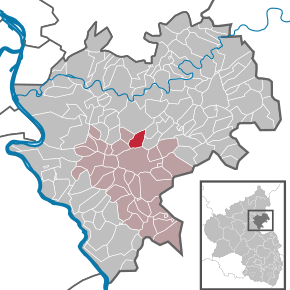 Poziția Hunzel pe harta districtului Rhein-Lahn-Kreis