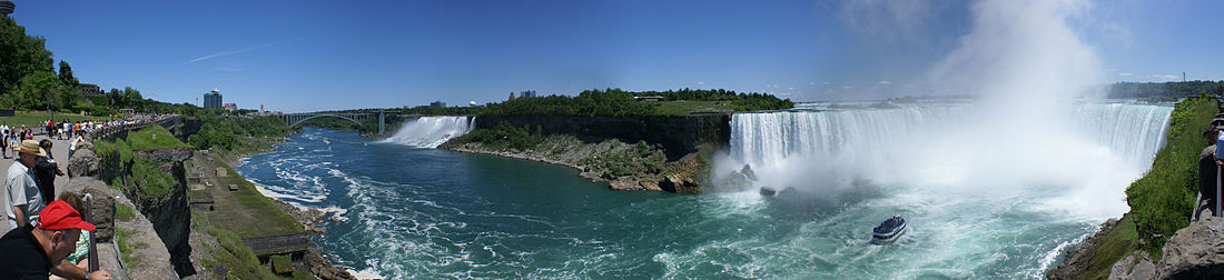 Panorama vido de Niagara akvofalaro el Kanado