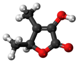 Ball-and-stick model of the sotolon molecule