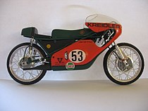 Protar-schaalmodel van de Van Veen-Kreidler waarmee Jan de Vries in 1971 wereldkampioen 50 cc wegrace werd.