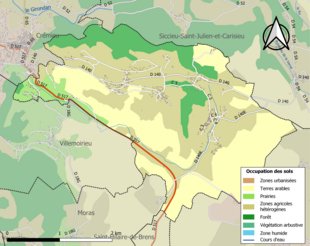 Carte en couleurs présentant l'occupation des sols.