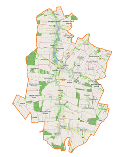 Mapa konturowa gminy Bychawa, w centrum znajduje się punkt z opisem „Gałęzów”