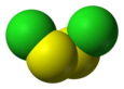 Spacefill model of disulfur dichloride