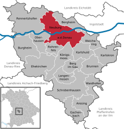 Läget för Neuburg an der Donau i Landkreis Neuburg-Schrobenhausen