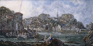 Vista de Bermeo (c. 1783), según una pintura de Luis Paret, Real Laboratorio de Mosaicos y Piedras Duras del Buen Retiro