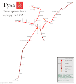 Схема трамвая в 1932 году