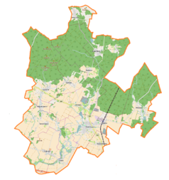 Mapa konturowa gminy Dobroszyce, blisko centrum po prawej na dole znajduje się punkt z opisem „Dobroszyce”