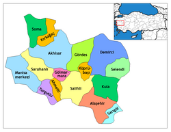 Location of Kula within Turkey.