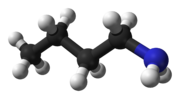 Ball-and-stick model of the n-butylamine molecule