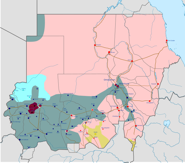 The SLM zone of control (purple) as of 16 September 2024, including Tawila