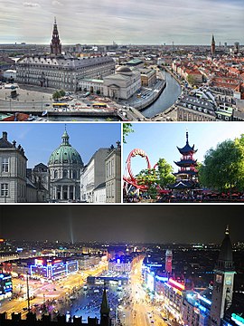 Clockwise: Slotsholmen, Tivoli Gardens, City Hall Square an The Marble Church