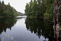 Lakes and other water bodies are common in the taiga. The Helvetinjärvi National Park, Finland, is situated in the closed canopy taiga (mid-boreal to south-boreal)[29] with mean annual temperature of 4 °C (39 °F).[30]