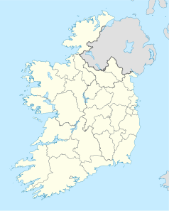 Mapa konturowa Irlandii, po prawej znajduje się punkt z opisem „Drumcondra”