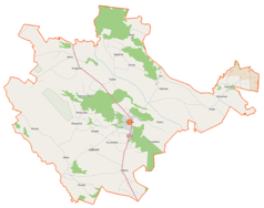 Mapa konturowa gminy Kadzidło, u góry znajduje się punkt z opisem „Jazgarka”