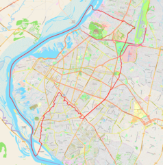 Mapa konturowa Asunción, po lewej nieco u góry znajduje się punkt z opisem „Palacio de López”