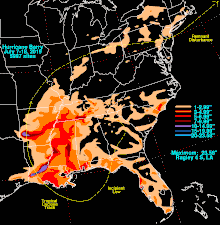 Map of Barry’s total rainfall in the United States