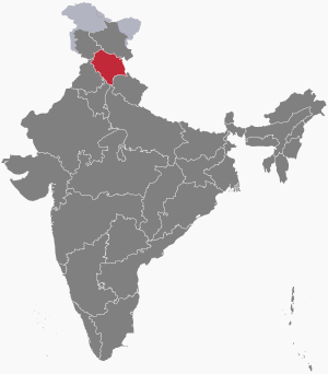 The map of India showing हिमाचल प्रदेश