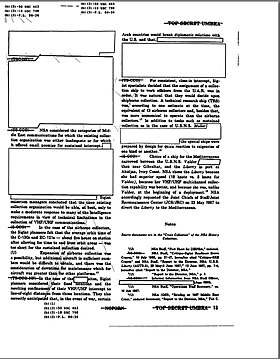 An image of a scanned document that has several paragraphs covered over with white boxes.