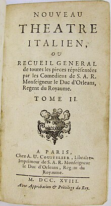 Nouveau Théatre Italien par Riccoboni chez A.U. Coustelier en 1718.JPG