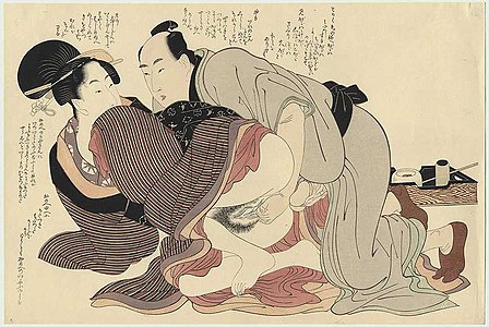 Erotic artworks such as this one (A.D. 1799) served as a guide for newly married couples in Japan.